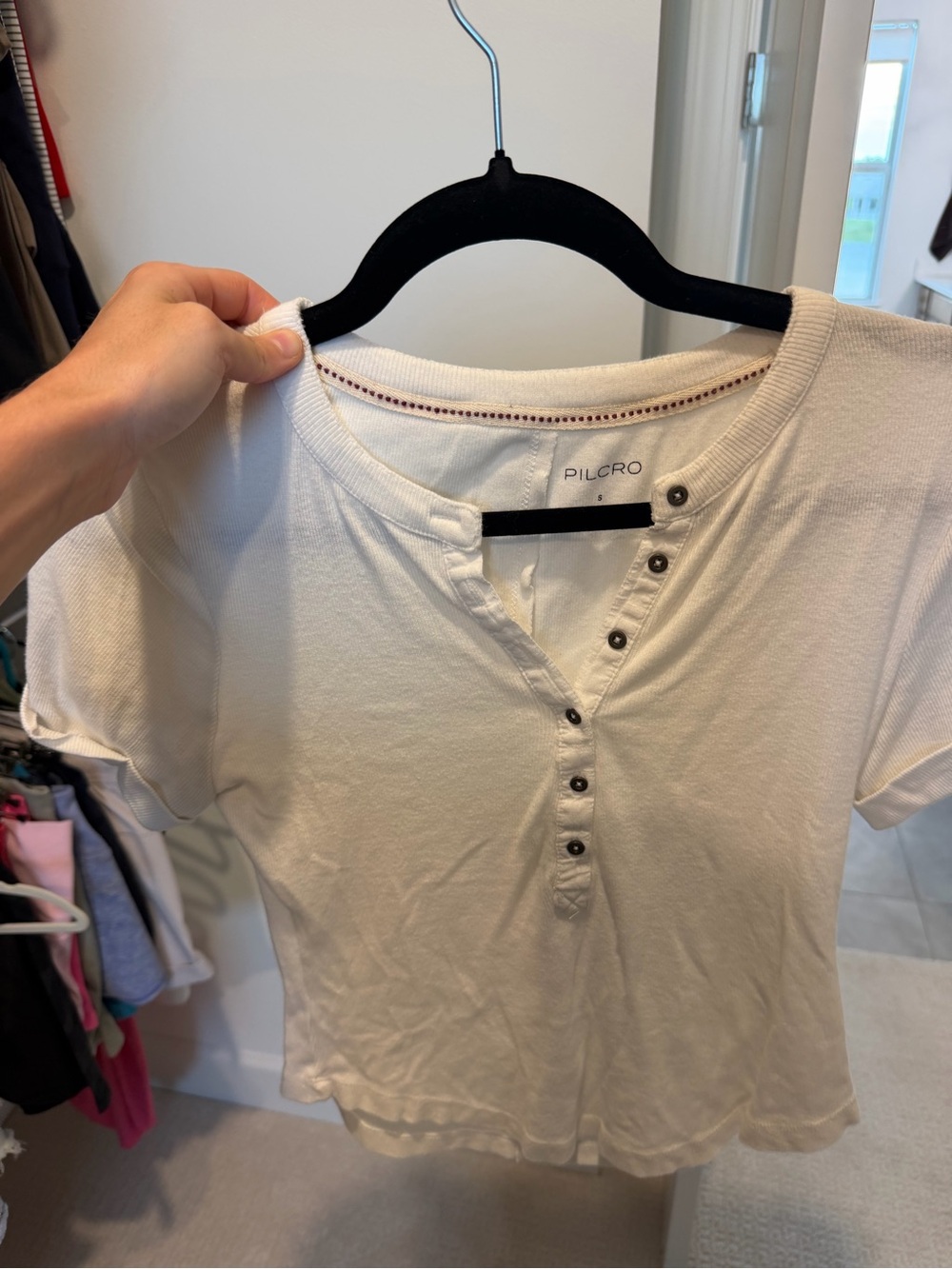 Pilcro Ribbeb Henley Top - Anthropologie